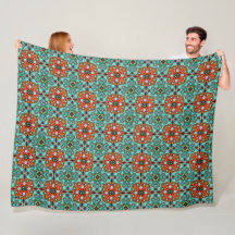 Aqua Turcos Blue Orange Red Brown Tribe Art