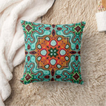 Aqua Turcos Blue Orange Red Brown Tribe Art