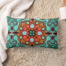 Aqua Turcos Blue Orange Red Brown Tribe Art