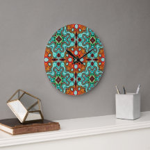 Aqua Turcos Blue Orange Red Brown Tribe Art