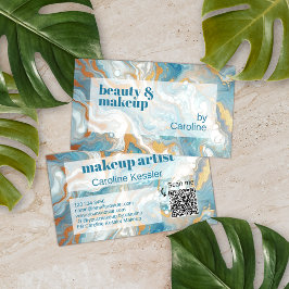 Aqua Turcos Blue White Guld Marble Art Mönster Visitkort