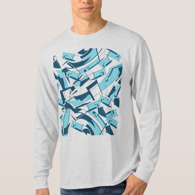 Aqua Turcos Diagonal Scattered Delarare Abstrakt T Shirt (Framsida)