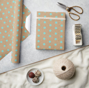 Aqua Turcos Grönt Dots Faux Rustic Brown Kraft Presentpapper