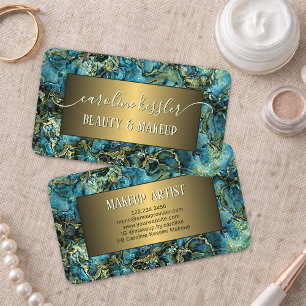 Aqua Turcos Grönt Teal Blue Guld MarLED Visitkort
