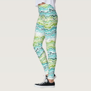 Aqua Turcos Lime Green Minerals Agate Mönster Leggings
