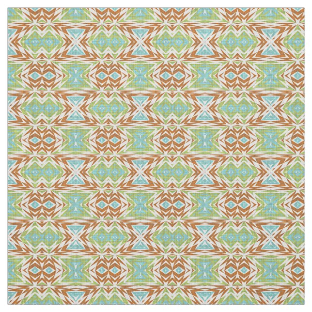 Aqua Turcos Lime Green Orange White Ethnic look Tyg (Provkarta)