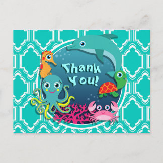 Aqua Turcos Ocean Life Baby Shower Vykort