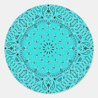 Aqua Turcos Paisley Western Bandana Scarf Skriv ut Runt Klistermärke