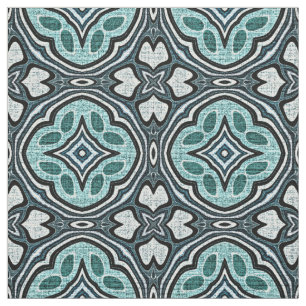 Aqua Turcos Teal Blue Bali Batik Stil Mönster Tyg