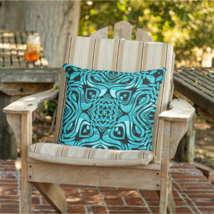 Aqua Turcos Teal Blue Hip Orient Tribal Art Kudde