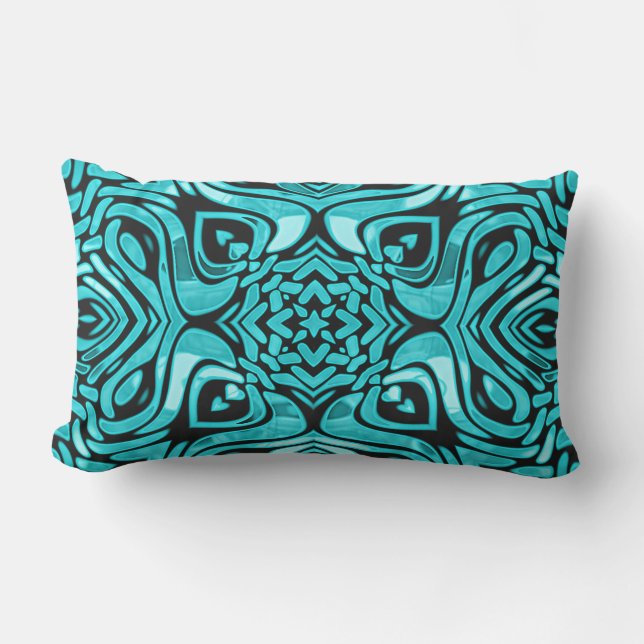 Aqua Turcos Teal Blue Hip Orient Tribal Art Lumbarkudde (Framsida)