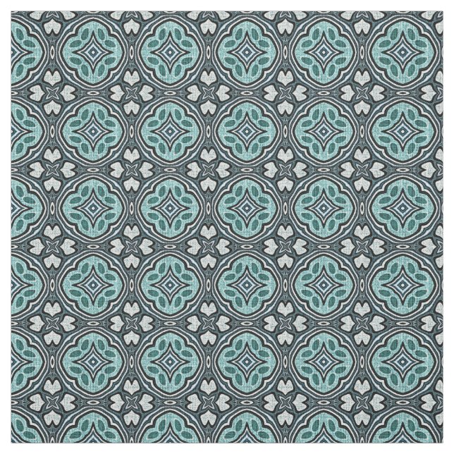 Aqua Turcos Teal Blue Moroccan Mosaic Mönster Tyg (Provkarta)