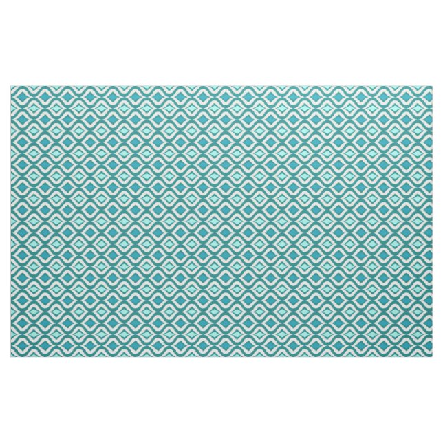 Aqua Turcos Teal Retro Chic Ikat droppar Mönster Tyg (Yard)