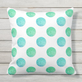 Aqua Turcos Texturerad Watercolor Polka dots Kudde