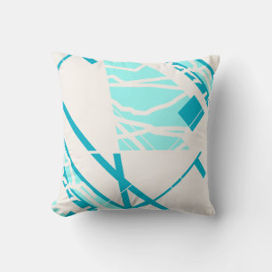 Aqua turkos på off-white abstrakt MCM-inspirerad Kudde