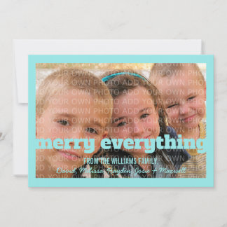 Aqua Typography Merry All Photo Card Julkort