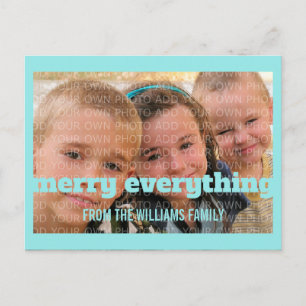 Aqua Typography Merry All Photo Postcard Helg Vykort