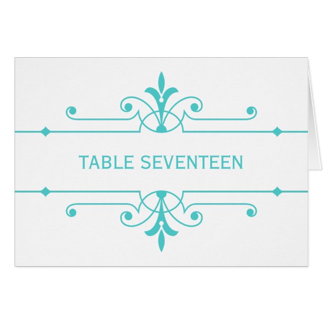 Aqua v2 Finare Ornamental Bordsnummer Card Hälsningskort (Framsidan Horizontal)