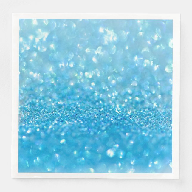 Aqua Vatten Baby blue Glitter Pappersservett (Framsida)