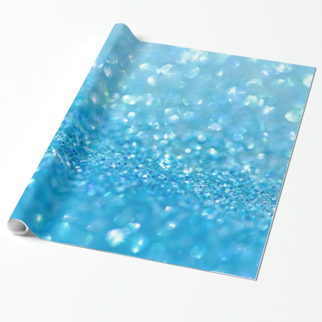 Aqua Vatten Baby blue Glitter Presentpapper (Utrullad)