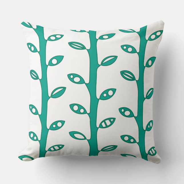 Aqua VINES Retro DESIGN Dekorativ kudde (Framsida)