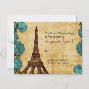 aqua vintage eiffel torn Paris bröllop OSA Kort