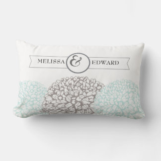 Aqua Vintage Zinnias Bröllop Ring Bearer Pillow Lumbarkudde