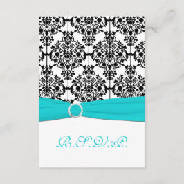 Aqua, Vit och Svart Damask Svarskort 2 OSA Kort