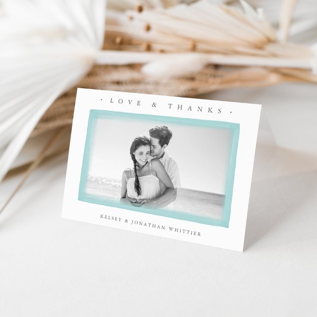 Aqua Watercolor Bröllop Photo Tack (Skapare uppladdad)