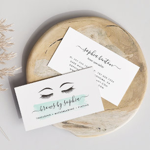 Aqua Watercolor Brow Services Visitkort