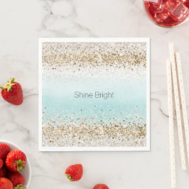 Aqua Watercolor Guld Confetti Glitter Pappersservett