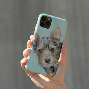 Aqua Watercolor Iphone Cover med din Hund-bild