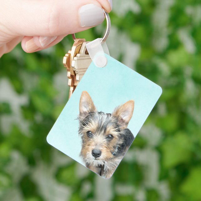 Aqua Watercolor med Pet Photo Nyckelring (Skapare uppladdad)