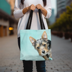 Aqua Watercolor med Pet Photo Tygkasse