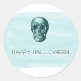 Aqua Watercolor Skull Halloween Stickers Runt Klistermärke