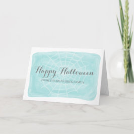 Aqua Watercolor Spindelnät Halloween Card Kort