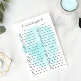 Aqua Watercolor Stänk Organized Sak to Do Post-it Block