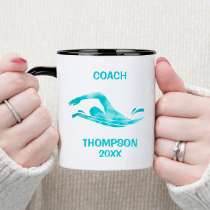 Aqua Watercolor Swimming Coach Mugg
