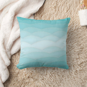 Aqua Wave Gradient   Modernt Havsmönster Kudde