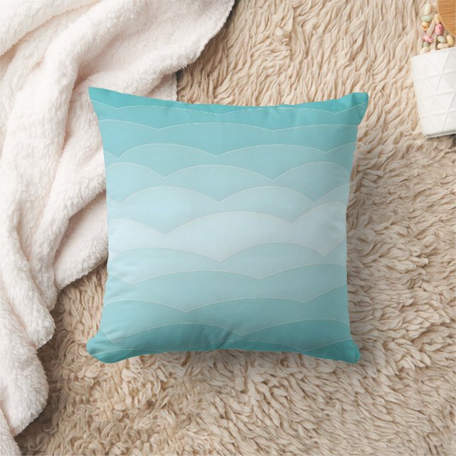 Aqua Wave Gradient | Modernt Havsmönster Kudde (Filt)