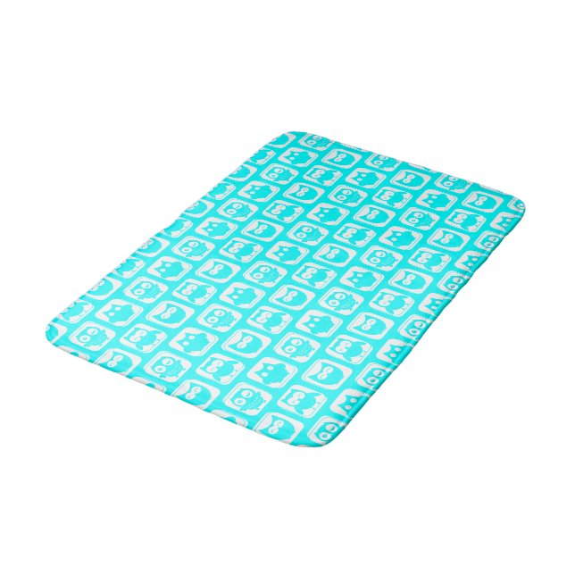 Aqua Whimsical Uggla Mönster Badrumsmatta (Vinklad)