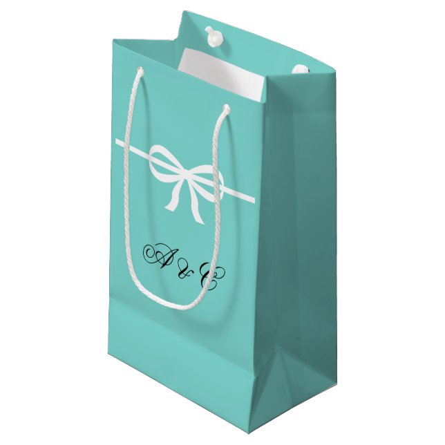 Aqua & White Bows Party Bags (Framsidan Vinklad)