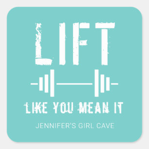 Aqua White Fitness Quote Hiss som du Elak det Fyrkantigt Klistermärke