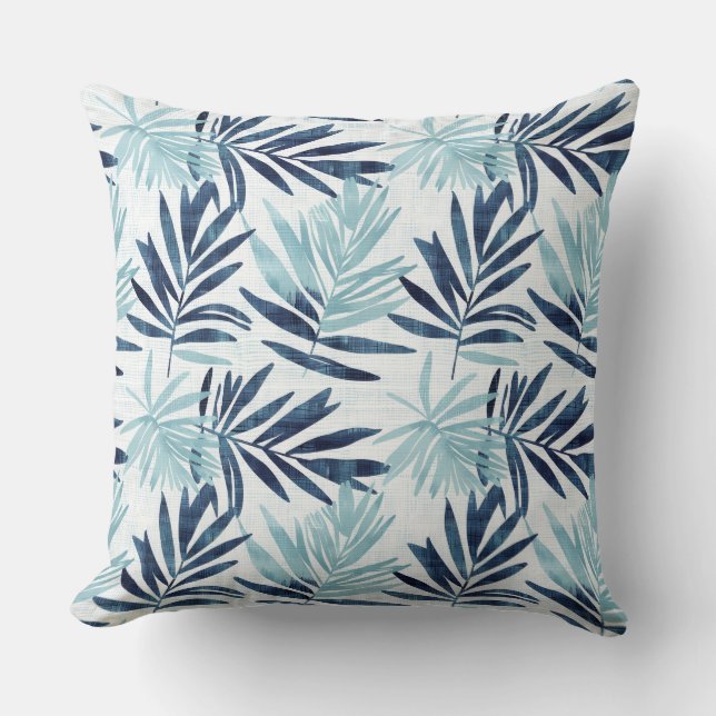 Aqua & White Handflatan Löv Dekorativ kudde (Framsida)
