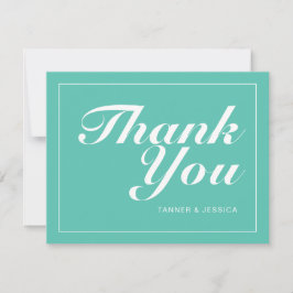 Aqua & White Modern Minimalist Bröllop Tack Kort