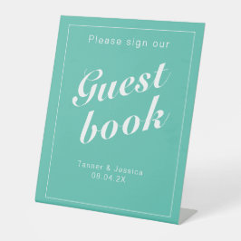 Aqua & White Modern Minimalist Guestbook