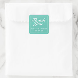 Aqua & White Modern Minimalist-Tack Fyrkantigt Klistermärke