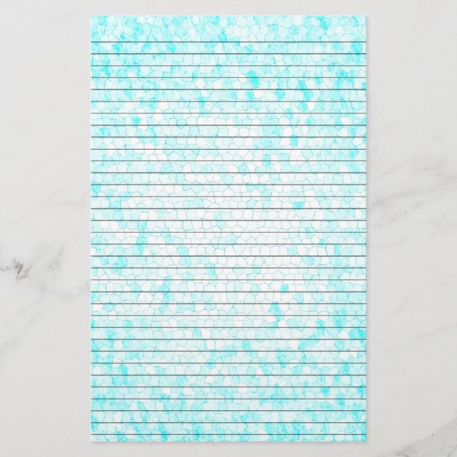 Aqua White Mosaic Stationery med Linjer (tillval) Brevpapper (Framsida)