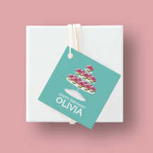 Aqua White och Rosa Cupaka Torn Grattis på födelse
