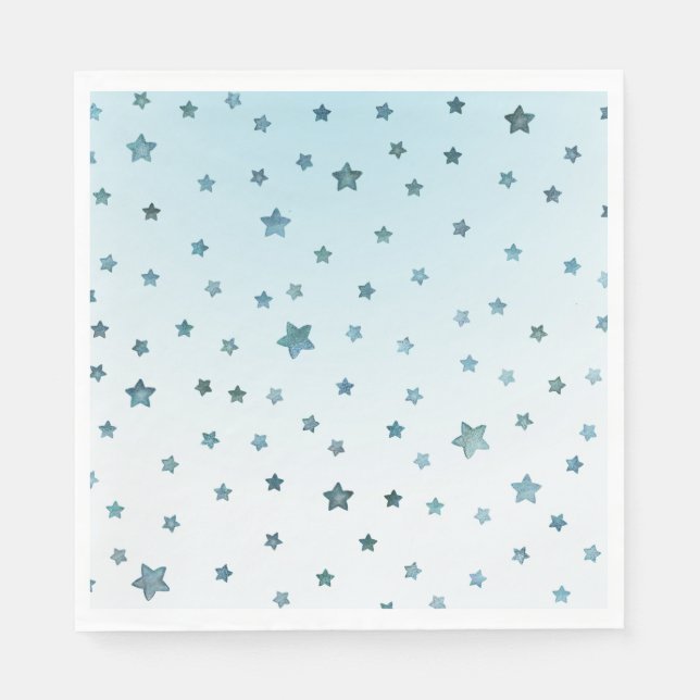 Aqua White Ombre Stars Pappersservett (Framsidan)